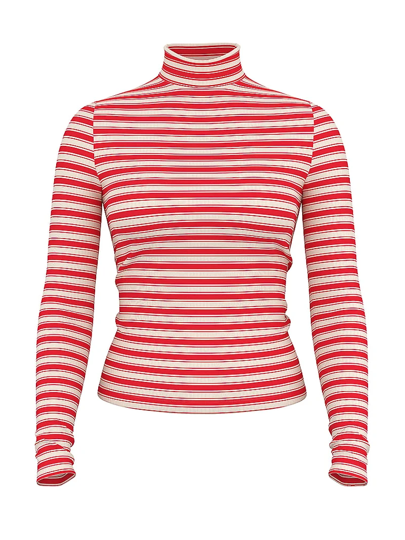 Multi Rib Mock-Neck Long-Sleeve Tee