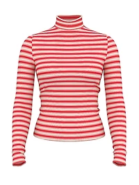 Multi Rib Mock-Neck Long-Sleeve Tee