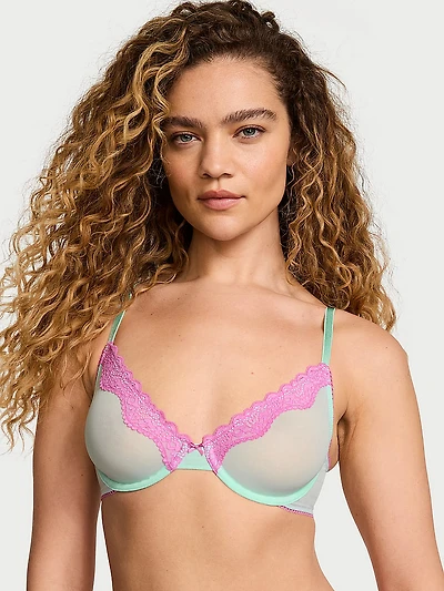 Tease Lace-Trim Unlined Demi Bra