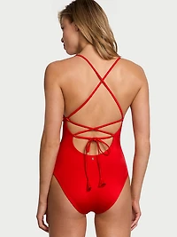 Rosette Plunge One-Piece Swimsuit