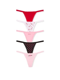 5-Pack Cotton Lace-Trim V-String Panties