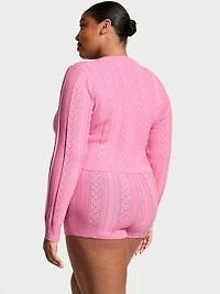Luxe Heart Pointelle Zip Cardigan