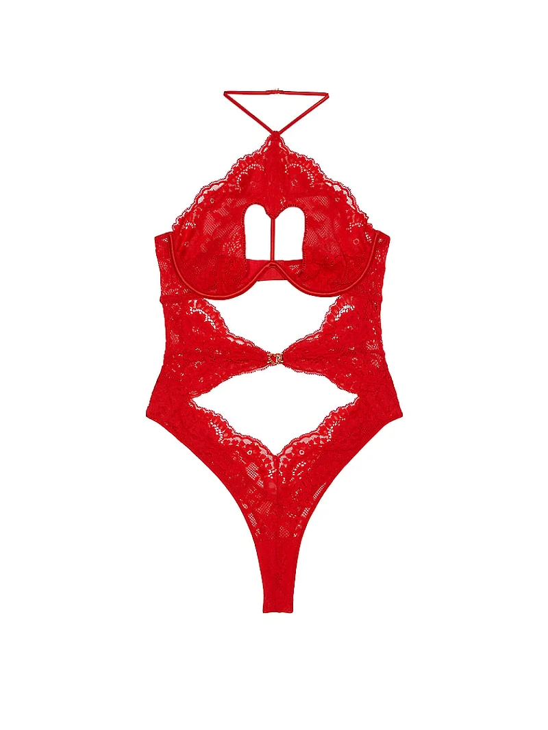 Twinkle Lace Heart Cut-Out Teddy
