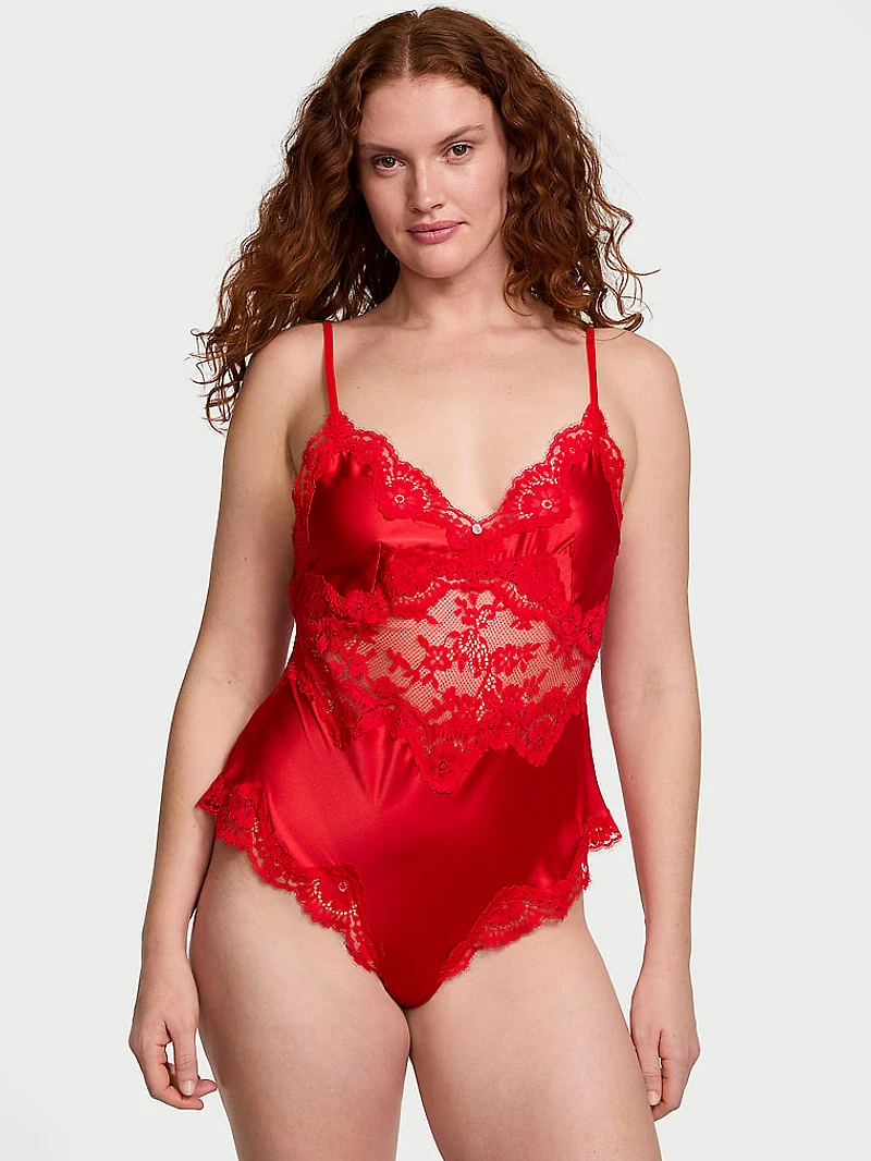 Dare to Dream Lace & Satin Cheeky Teddy