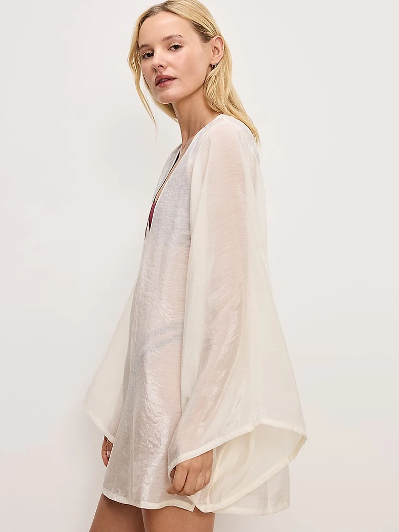 Tencel Long-Sleeve Mini Coverup