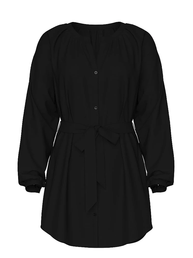 Beachwear Linen Easy Button-Up Dress
