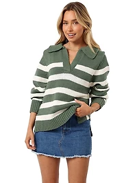 Shea Striped Collar Knit Sweater
