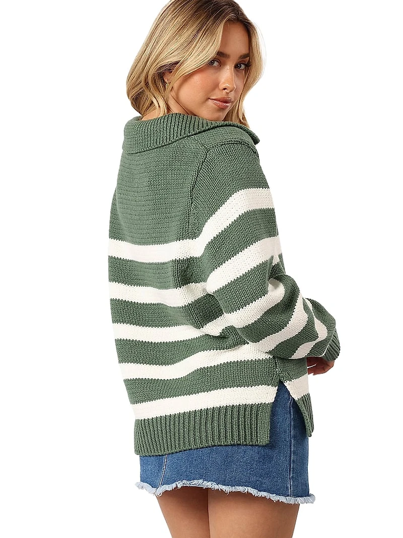 Shea Striped Collar Knit Sweater