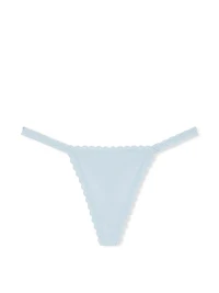 Cotton Pointelle Lace-Trim V-String Panty