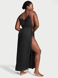 Modal Lace-Trim High-Slit Maxi Slip Dress