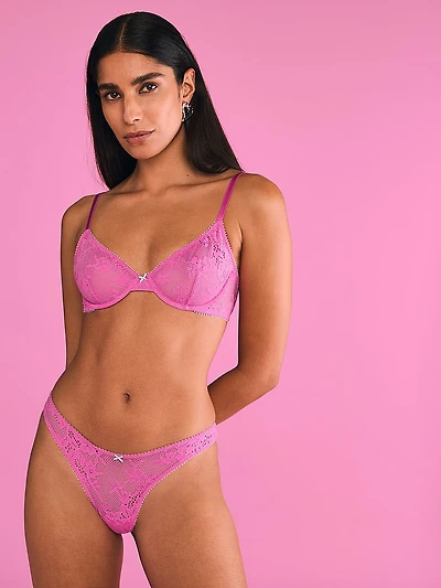 Tease Lace-Trim Unlined Demi Bra