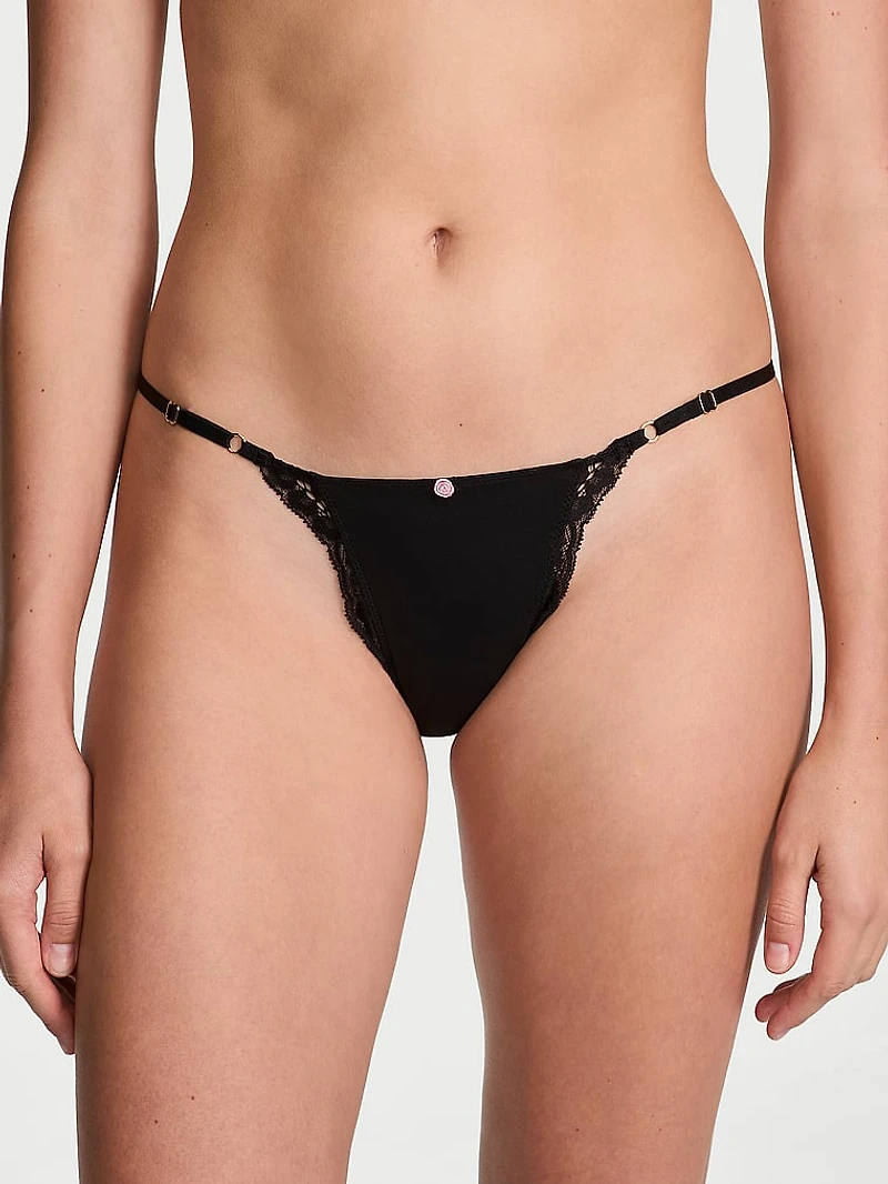 Lace-Trim String Bikini Panty