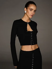 Atelier Victoria's Secret X Altuzarra Fine-Knit Hook & Eye Cropped Cardigan