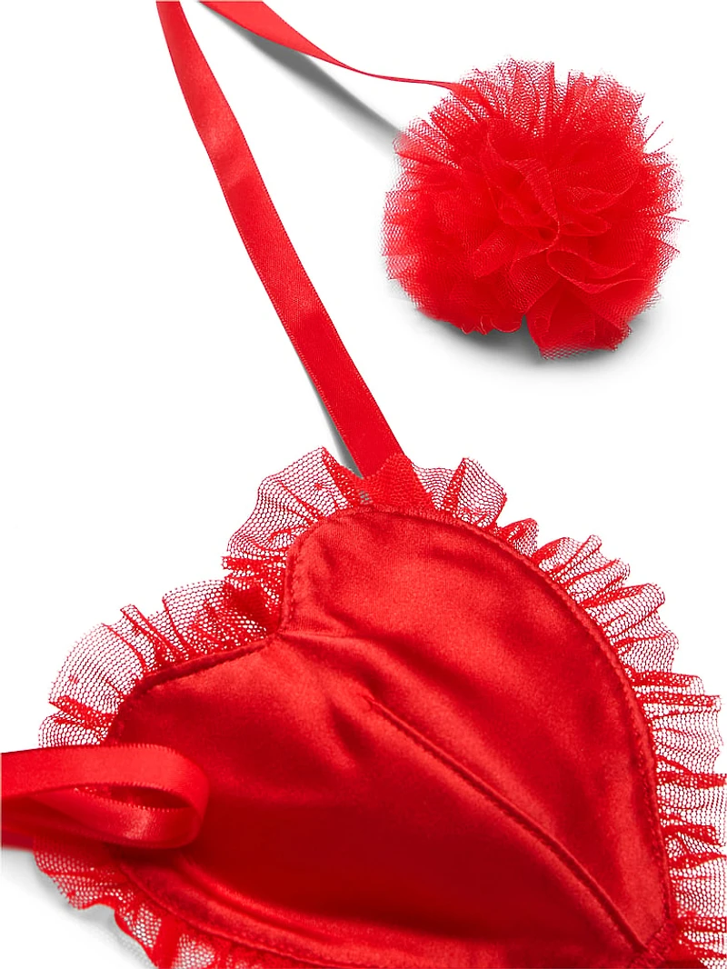 Heartbreaker Satin Pom Fashion Lingerie Set