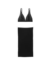 Sheer Knit Triangle Bralette & Tube Skirt Set