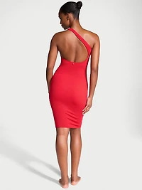 Crinkle One-Shoulder Midi Cover-Up Dress