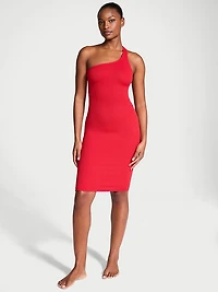 Crinkle One-Shoulder Midi Cover-Up Dress