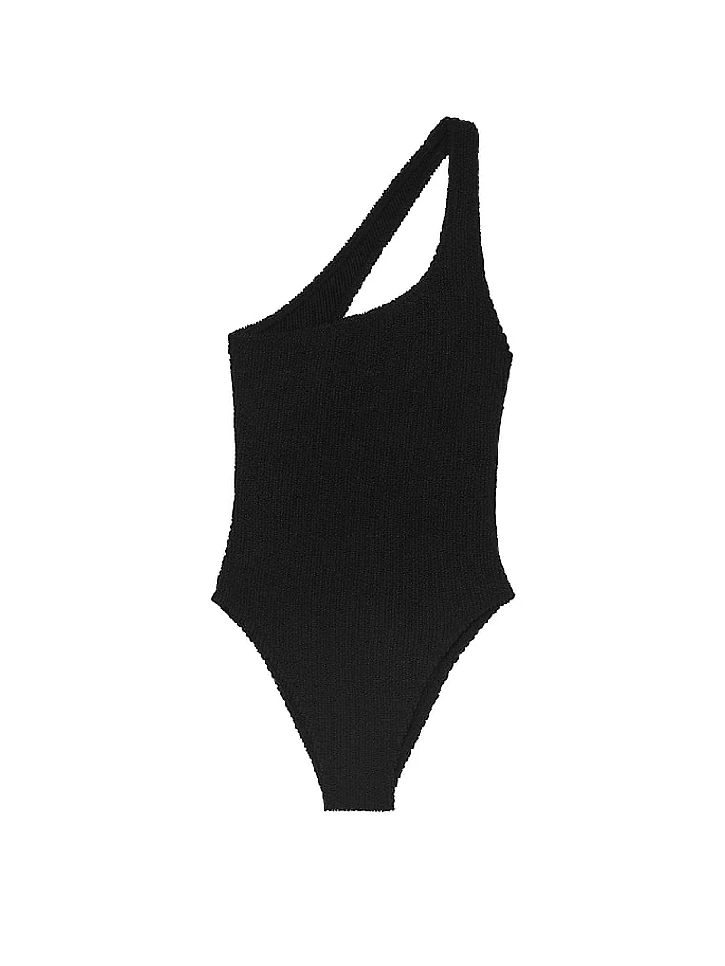 Crinkle One-Shoulder One-Piece Swimsuit