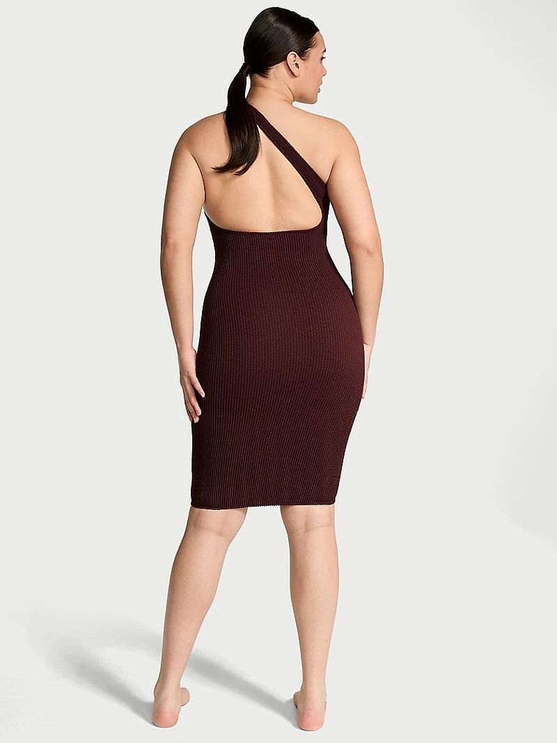 Crinkle One-Shoulder Midi Cover-Up Dress
