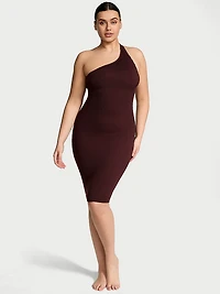 Crinkle One-Shoulder Midi Cover-Up Dress