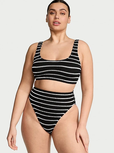 Crinkle High-Waist Full-Coverage Bikini Bottom