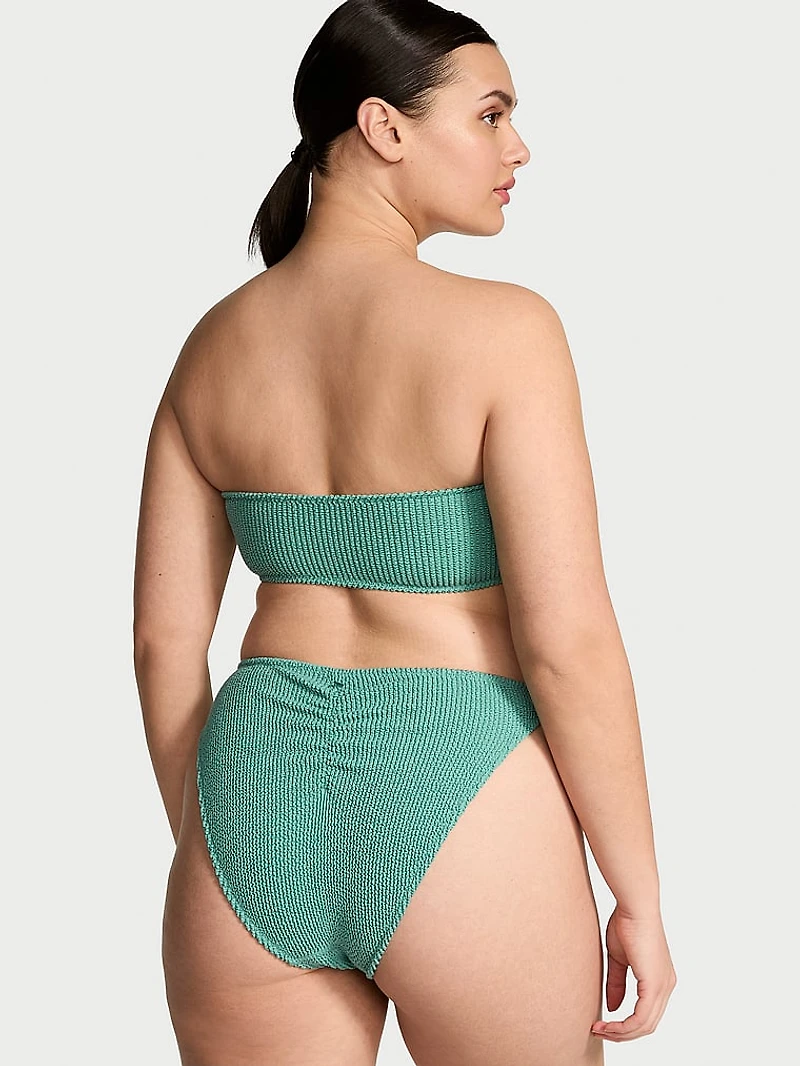 Crinkle Ring Bandeau Strapless Bikini Top
