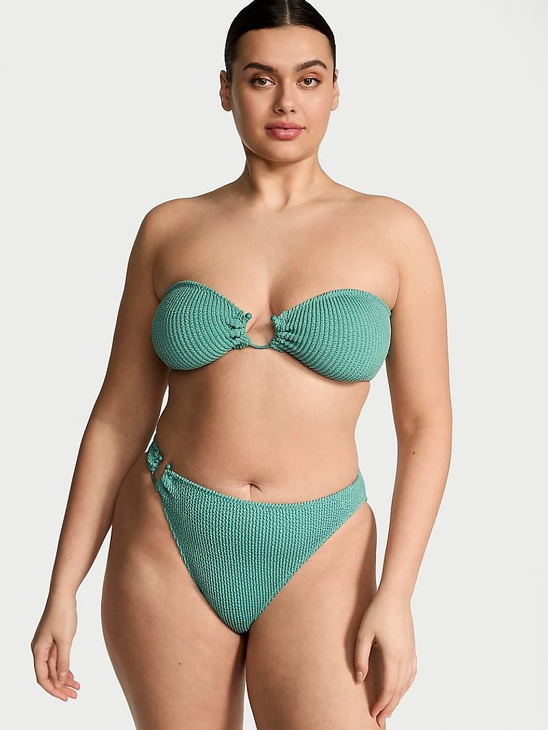 Crinkle Ring Bandeau Strapless Bikini Top