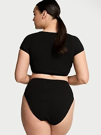 Crinkle Short-Sleeve Bikini Top