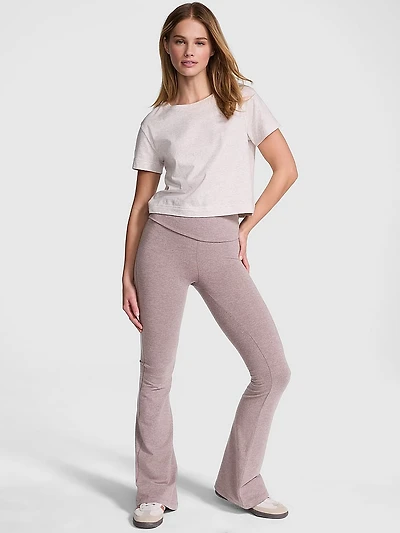 All-Day Cotton Foldover Flare Leggings