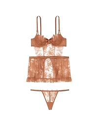 Wicked Unlined Rose Lace Apron Set