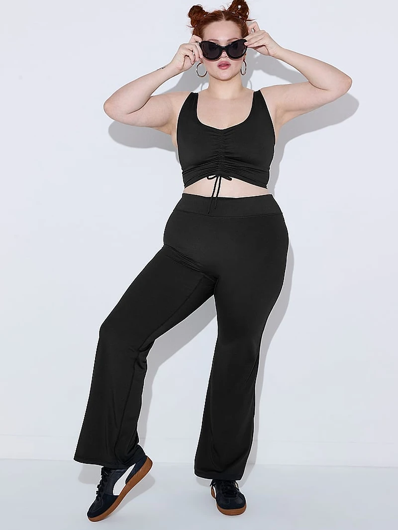 Relay Ruched Plunge Sports Bra