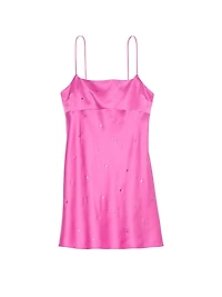 Glazed Satin Dew Drop Heart Slip Dress