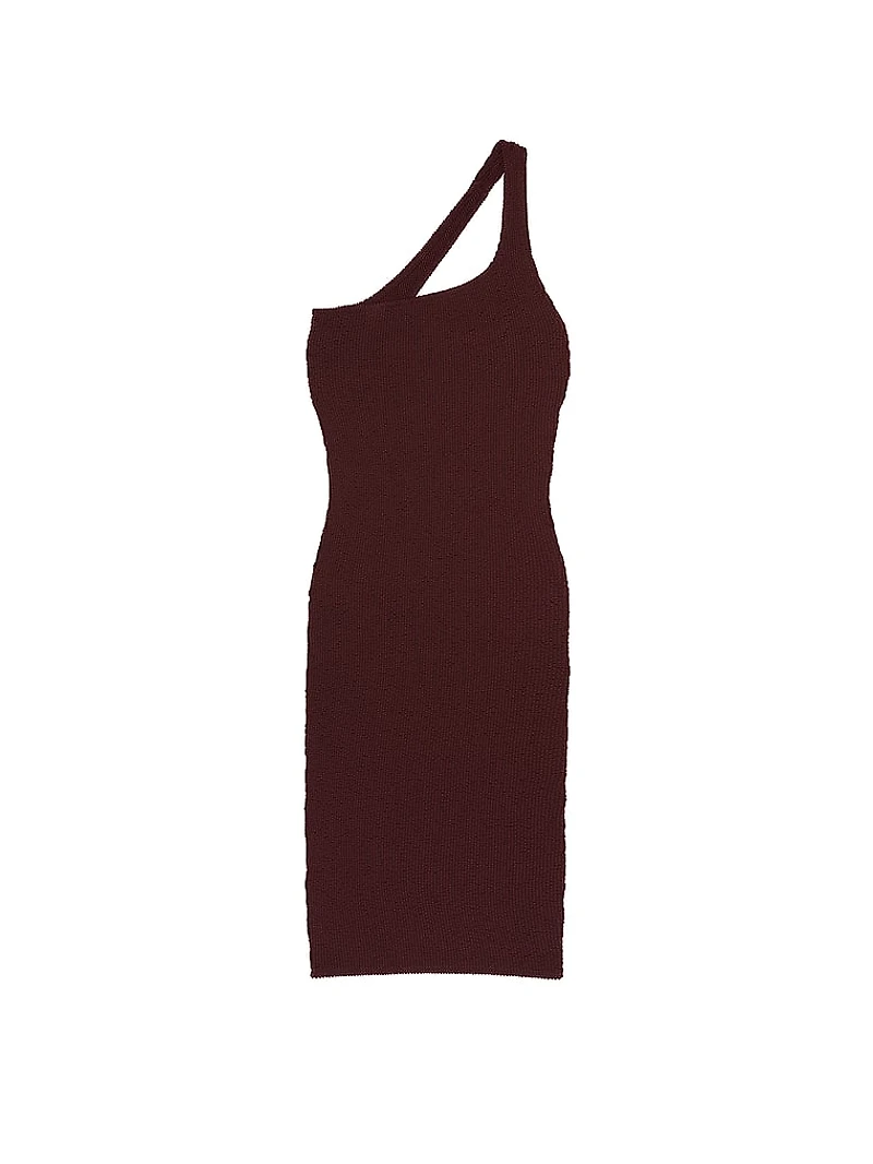 Crinkle One-Shoulder Midi Cover-Up Dress