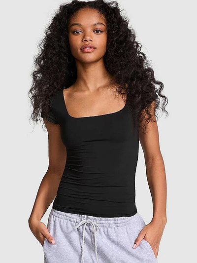Base Stretch Cap-Sleeve Tee
