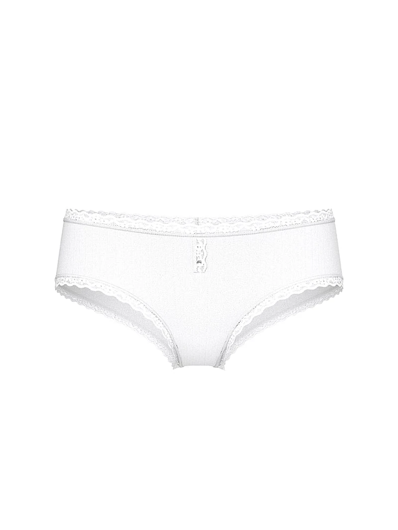 Cotton Shadow Stripe Lace-Waist Cheeky Panty