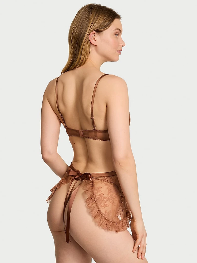 Wicked Unlined Rose Lace Apron Set