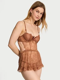 Wicked Unlined Rose Lace Apron Set