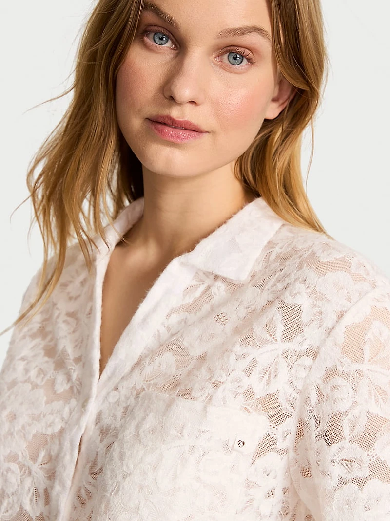 Luxe Soft Lace Cropped Short Pajama Set