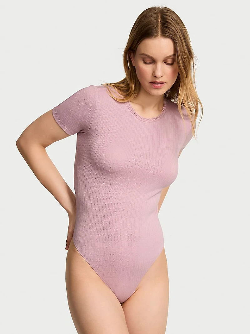 Pointelle Modal Short-Sleeve Bodysuit