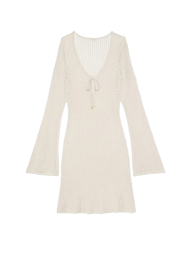 Beachwear Crochet Long-Sleeve Mini Dress
