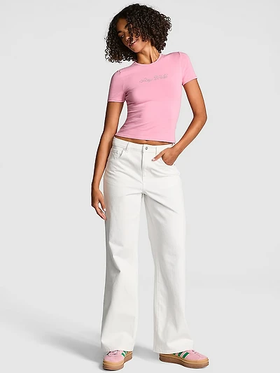 Denim by PINK High-Rise Straight Jeans