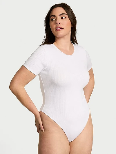Pointelle Modal Short-Sleeve Bodysuit