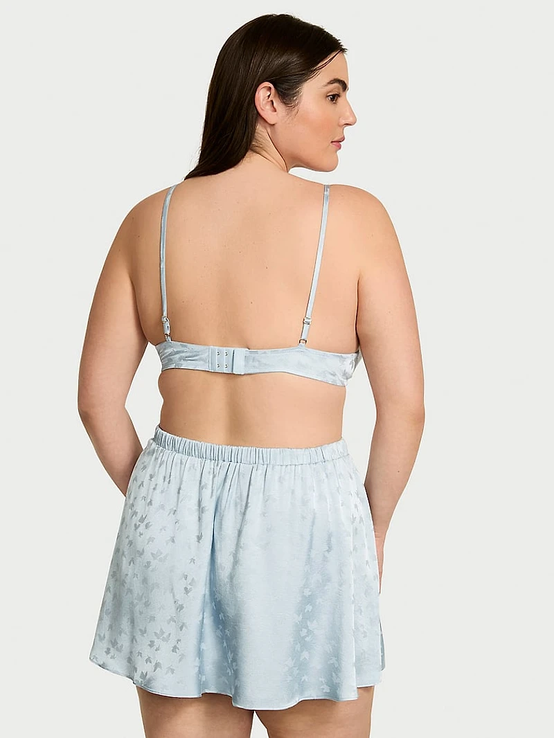 Tease Butterfly Satin Triangle Bralette & Skirt Set