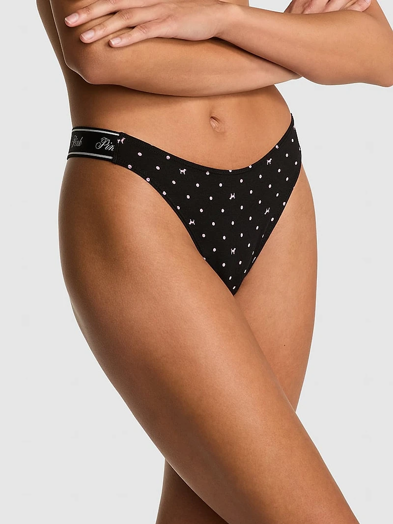 Logo Cotton Scoop Thong Panty