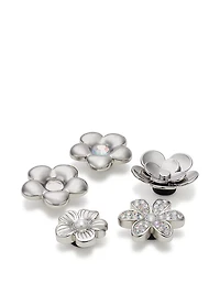 5-Pack Jibbitz Monochrome Silver Flowers Charms