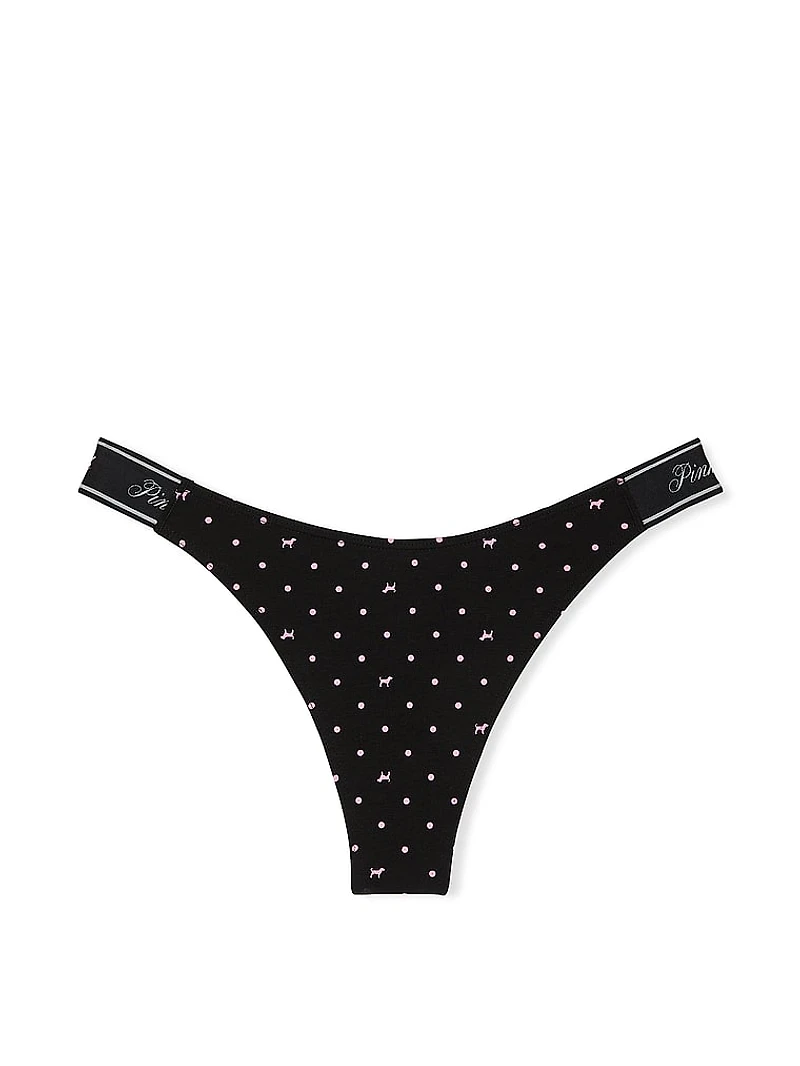 Logo Cotton Scoop Thong Panty