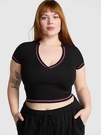 All-Day Cotton Plunge Cropped Top