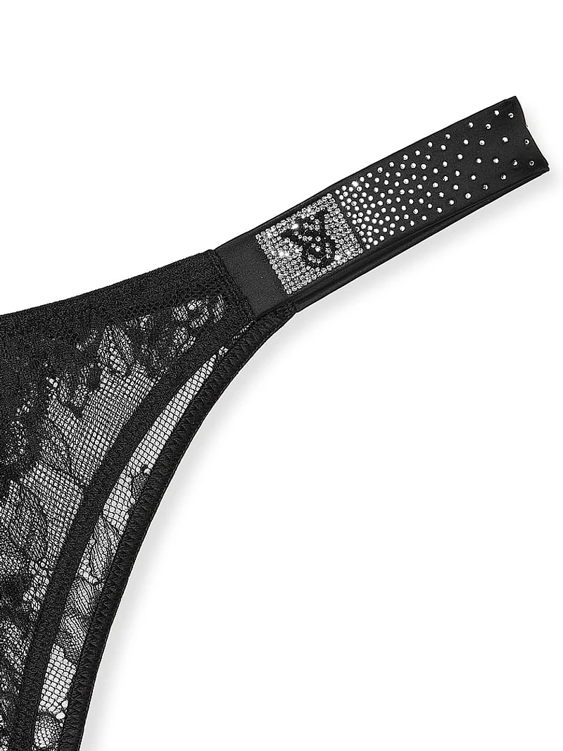 Scattered Shine Strap Crotchless Brazilian Panty