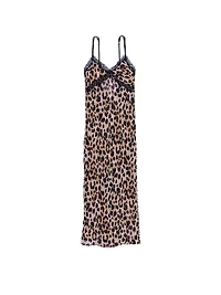 Leopard Chiffon Long Slip Dress