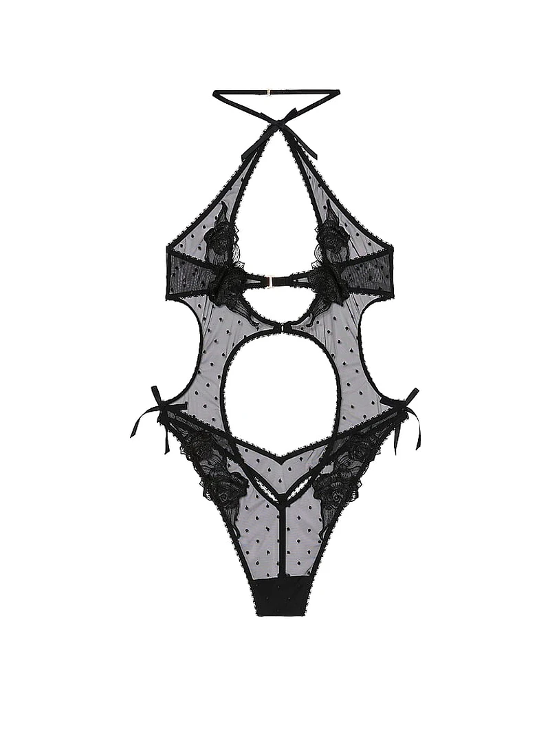 Sheer Rose Dot Semi Open-Cup Teddy